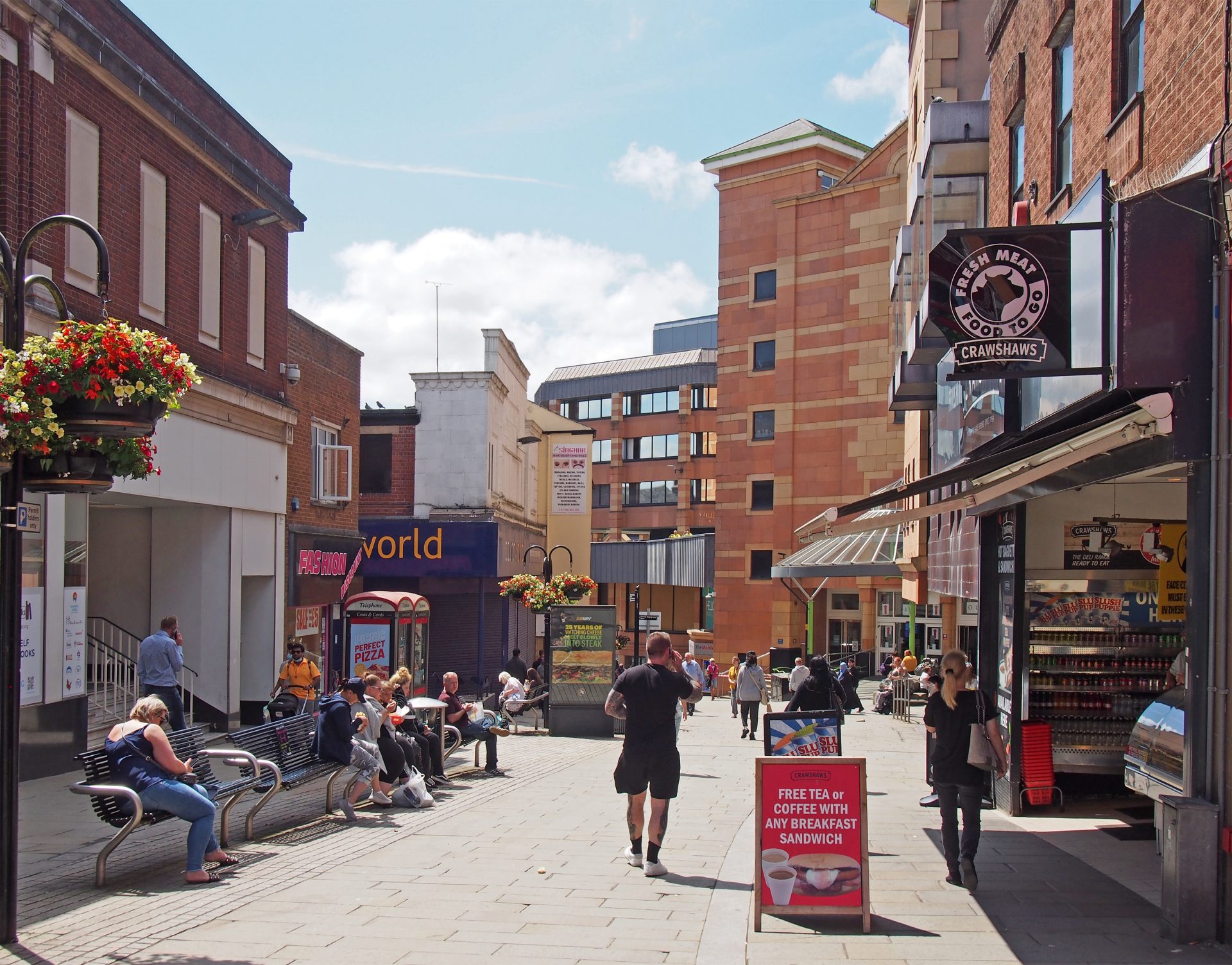 People in the pedestrian center of rochdale